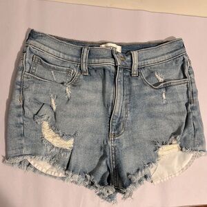 Pink Victorias Secret Shorts Womens Cut Off High Rise Denim Cotton Raw Size 8